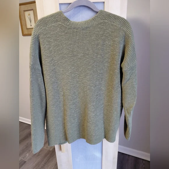 Women'a Madewell Olive Green Button-Up Cotton Cardigan Sweater Versatile Comfy - Picture 2 of 6